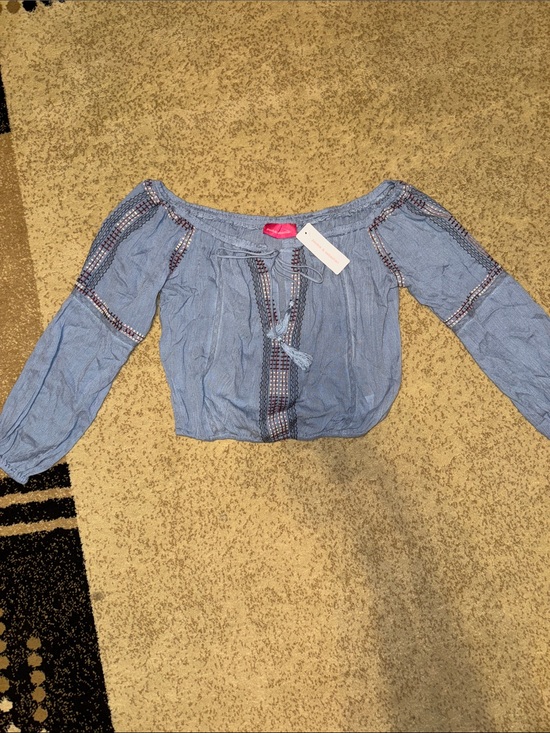Pookie & Sebastian Tops - NWT Light Blue Pookie & Sebastian Off-Shoulder Peasant Top